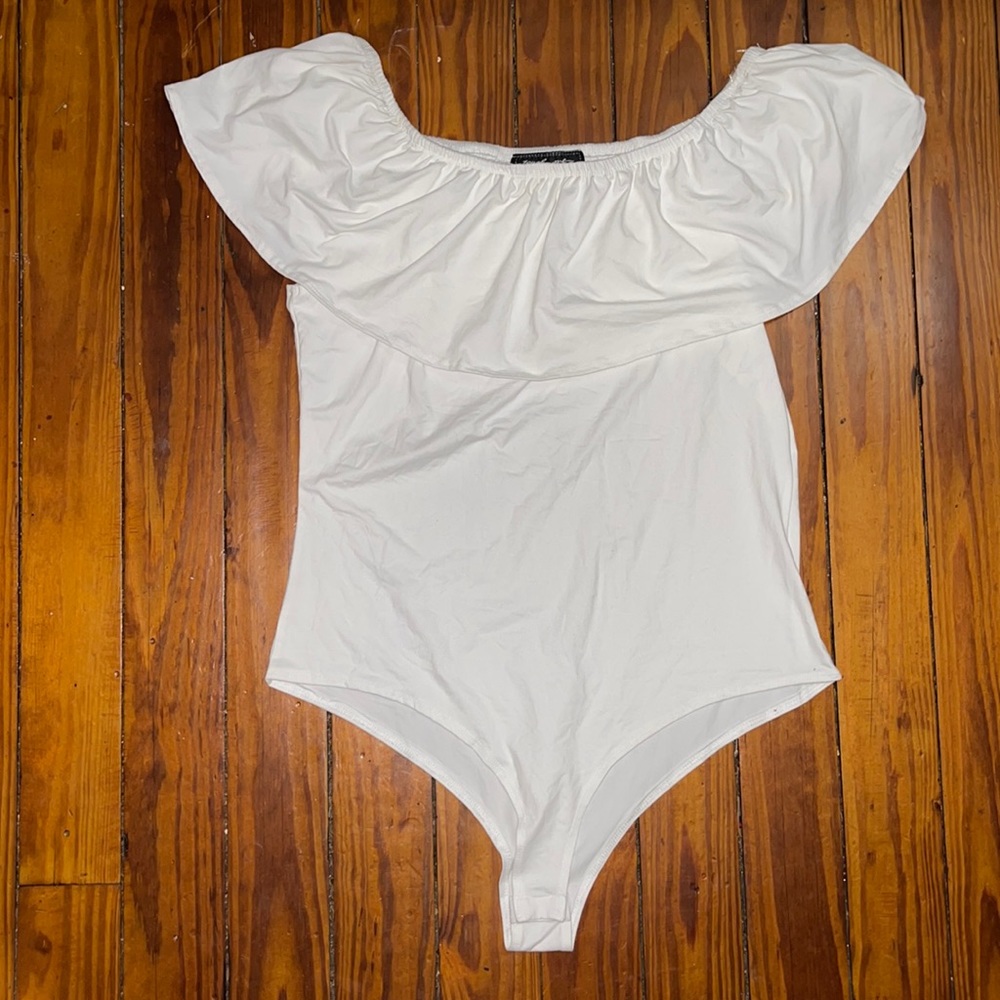 White Off Shoulder Bodysuit Size 1X